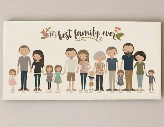 an illustrated family portrait